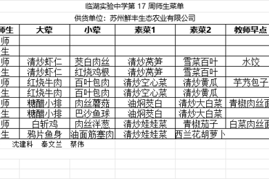 第十七周师生菜单